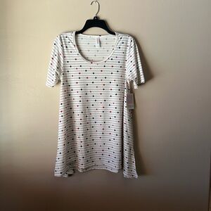LuLaRoe Striped Top with Red and Black Dots